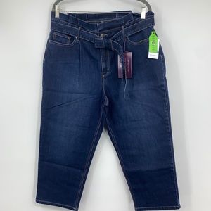 Gloria Vanderbilt women 16P petite cropped jeans paper bag mid rise straight NEW